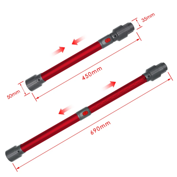 Szívórúd (piros) Dyson V7 V8 V10 V11 állóporszívóhoz - Image 2